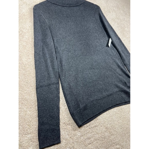 NWT Cottagecore Womens Gray Ribbed Knit Mock Neck Long Sleeve Sweater L - Picture 5 of 10